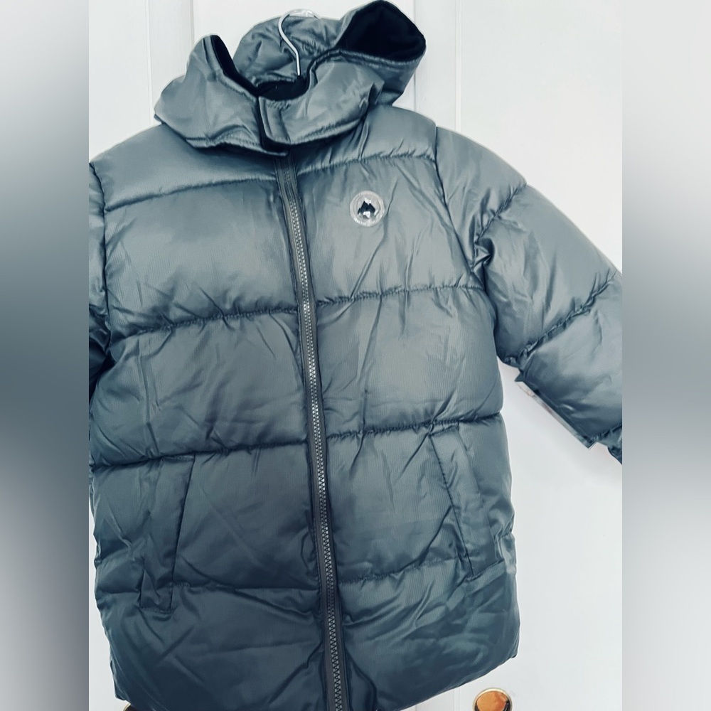 New Greenish Gray Puffer  hoodie Jacket size 7